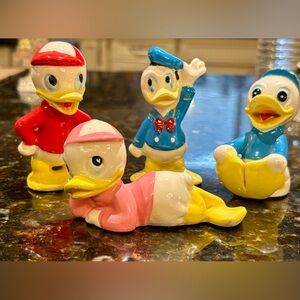 WALT DISNEY Collectible Vintage Donald Duck, Daisy, Nephews Figures Set-1950’s